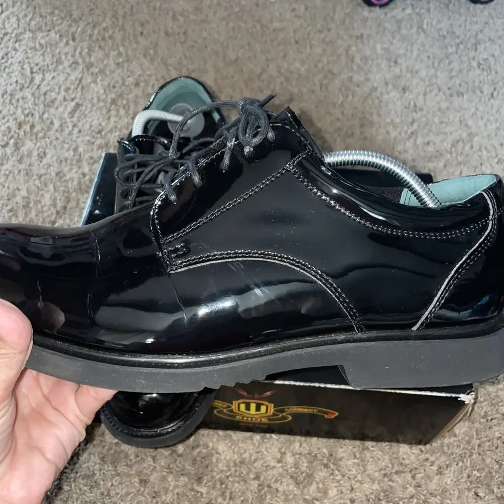 Thorogood Mens Poromeric Oxford Cop Fire Uniform Shoes Black Patent Sz Mens 12 M